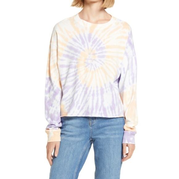 DAYDREAMER Spiral Tie Dye Long Sleeve Crop T-shirt - Picture 1 of 8